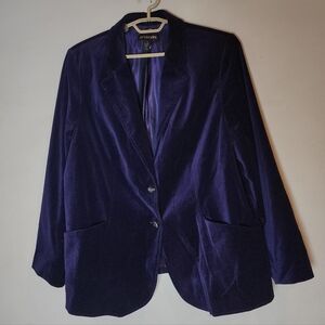 Lane Bryant Purple Velvet Blazer Size 22 100% Cotton
